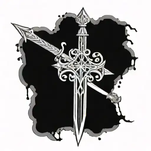 Sword And Christian Cross Surrounded