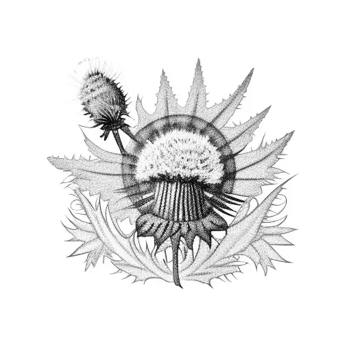 A Scottish Flag Surrounded By Thistle Flowers