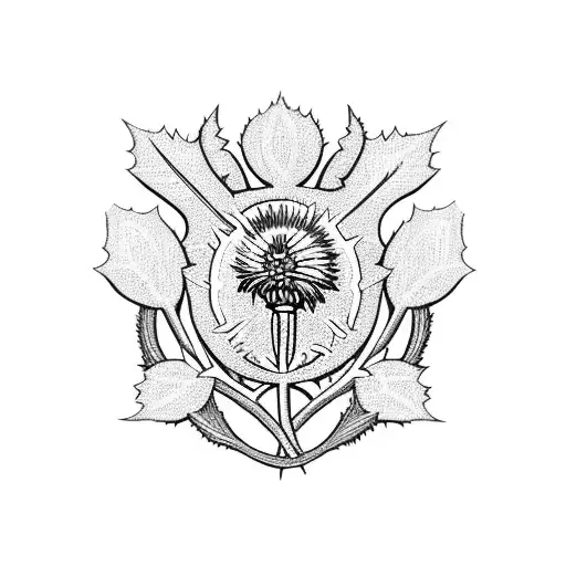 A Scottish Emblem Surrounded By Thistle Flowers