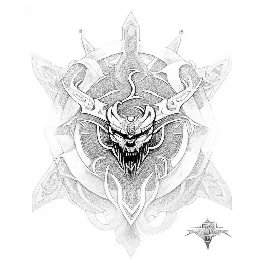 An Intricate Design Featuring A Fusion Of Elden Ring And The Witcher 3 Symbols