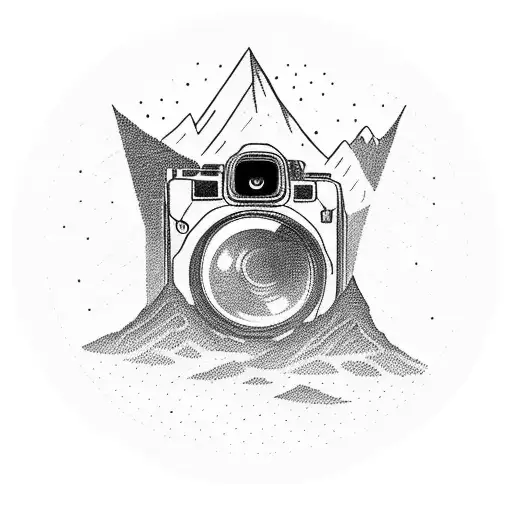 A Camera Lens Surrounded By A Mountain Range