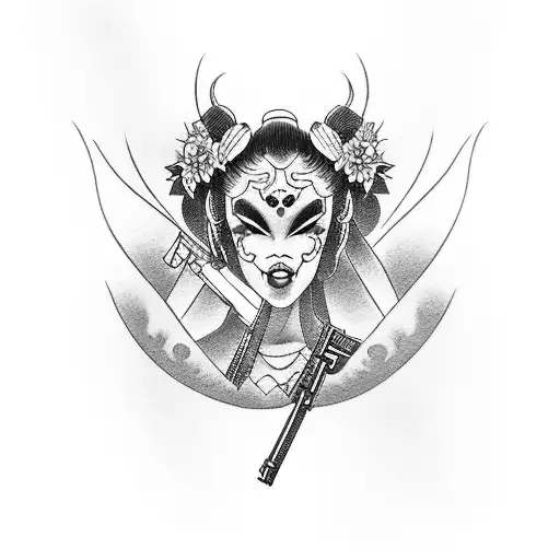 Evil Geisha With Gun