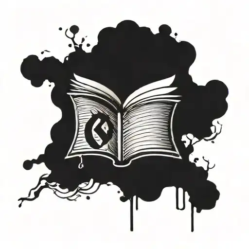 A Minimalist Tattoo Of A Book With Hidden Anime Symbols Incorporated Into The Design