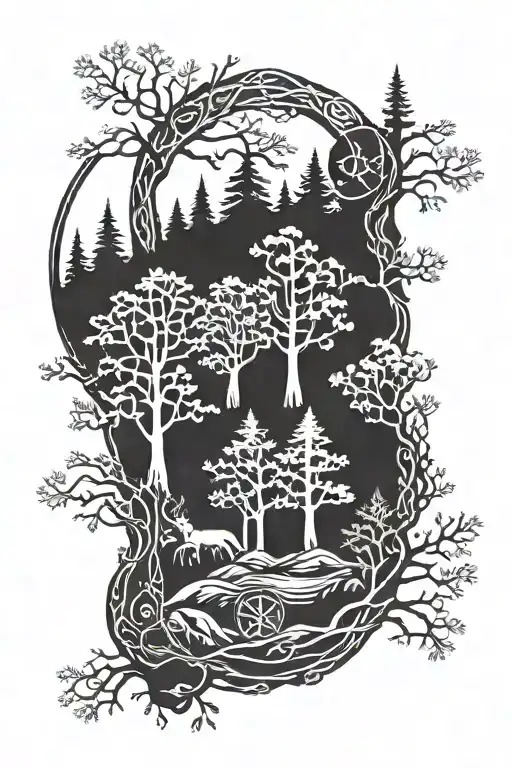 Scandinavian Forest With Rune