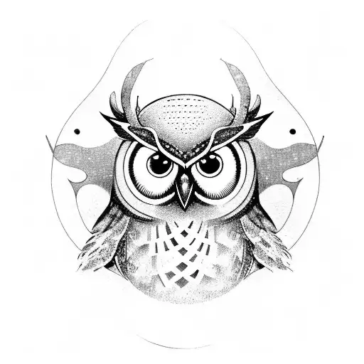 Owl With Robin And Stag