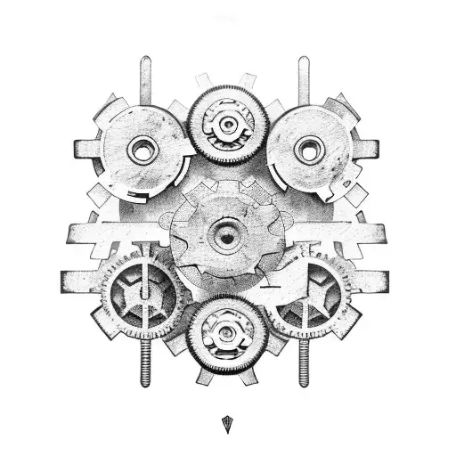 Mountains Made Up Of Car Parts And Gears
