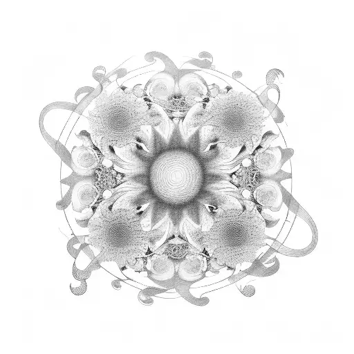 A Symphony Of Music Notes Swirling Around A Takashi Murakami Flower