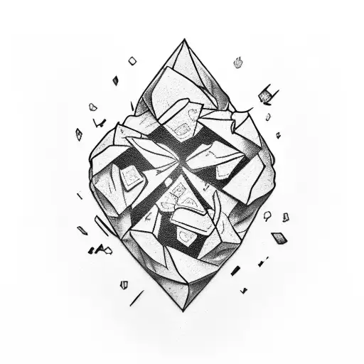 A Broken Heart With Shattered Pieces Forming The Word 'Brokeboi'