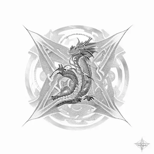 A Majestic Dragon Intertwined With Gears And Machinery