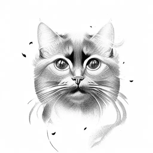 Black Cat Sitting On A Feather