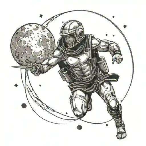 A Spartan Warrior Running A Spartan Race In Outer Space Surrounded By Galaxies And Planets