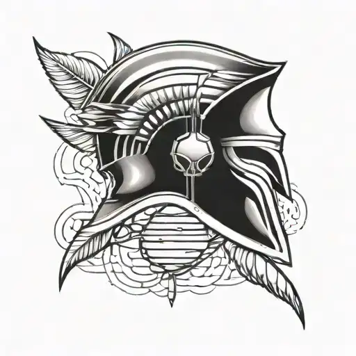 Spartan Helmet Merged With A Dna Double Helix Symbolizing The Blend Of Strength And Science