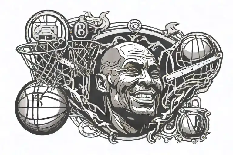 Basketball Theme Number 8 And Kobe Bryant Logo And Basketball Ball And Ring In Neck