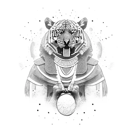 An Ancient Egyptian Pharaoh Engaged In A Judo Match With A Tiger