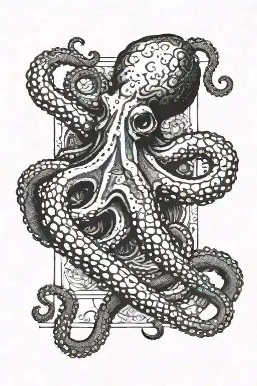 Octopus Hiding Behind A Treasure Map