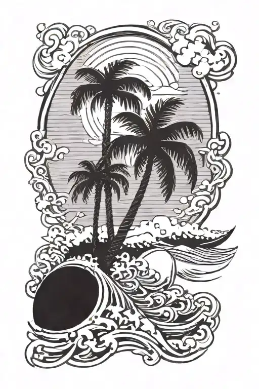 Surf And Palm Tree