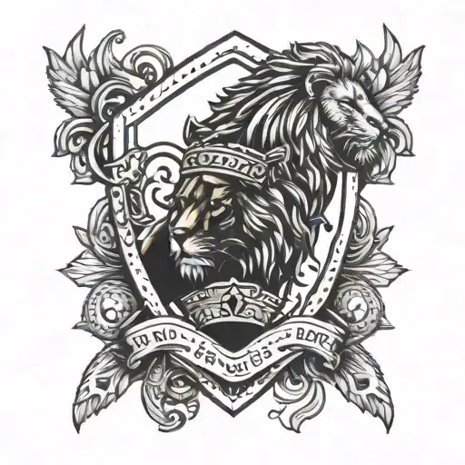 A Police Badge With A Lion Emblem Intertwined With Gaming Icons