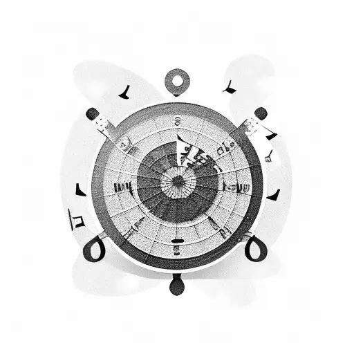 A Football And Dartboard Intertwined With Music Notes