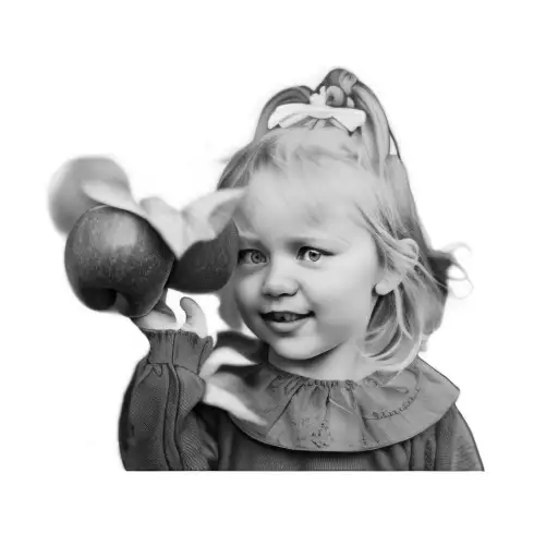 A Little Girl Holding Apples