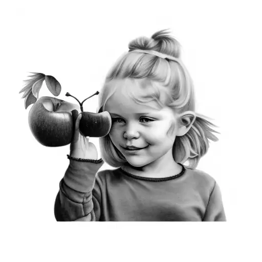 A Little Girl Holding Apples
