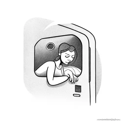 Girl Getting In A Train And A Man Sleeping In The Car