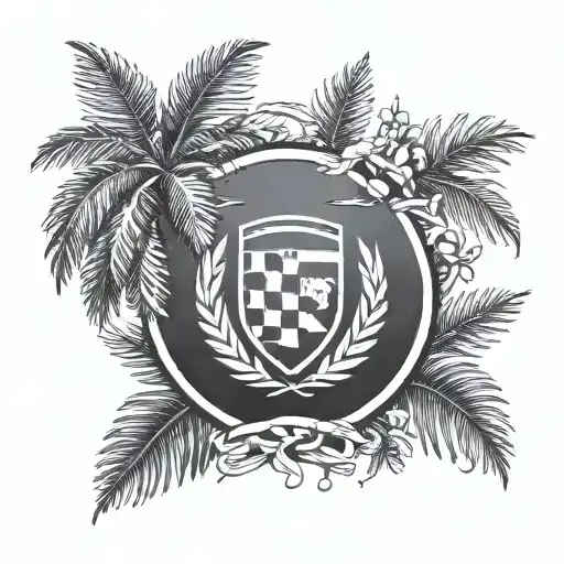 Laurel Wreath With Porsche Logo And Palm Tree Inside