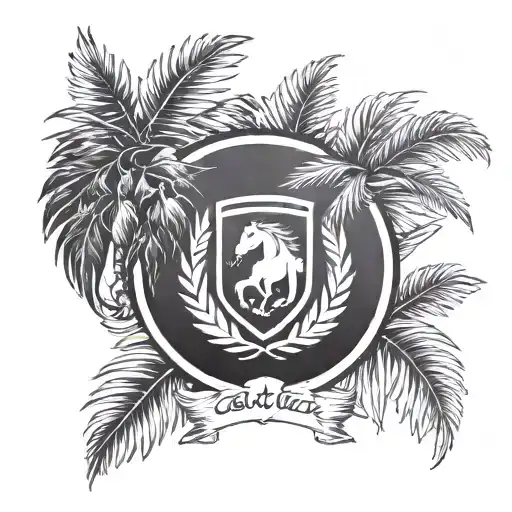 Laurel Wreath With Horse Head And Palm Tree Inside