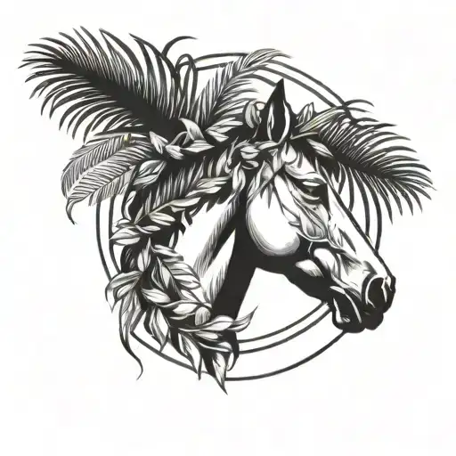 Laurel Wreath With Horse Head And Palm Tree Inside