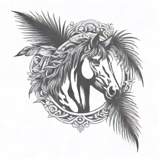 Laurel Wreath With Horse Head And Palm Tree Inside