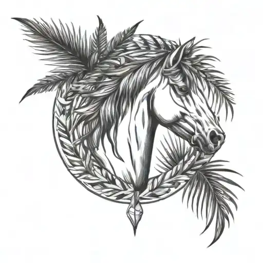 Laurel Wreath With Horse Head And Palm Tree Inside