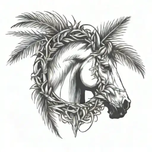 Laurel Wreath With Horse Head And Palm Tree Inside