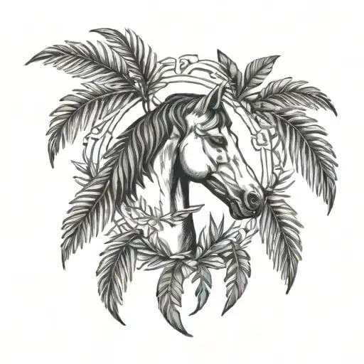 Laurel Wreath With Horse Head And Palm Tree Inside