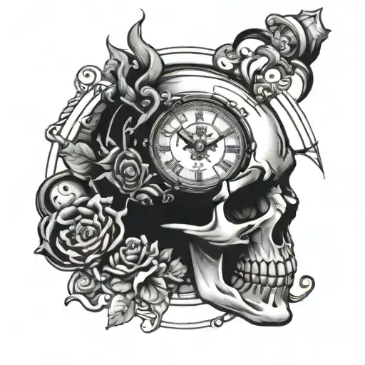 Skull And Clock Face