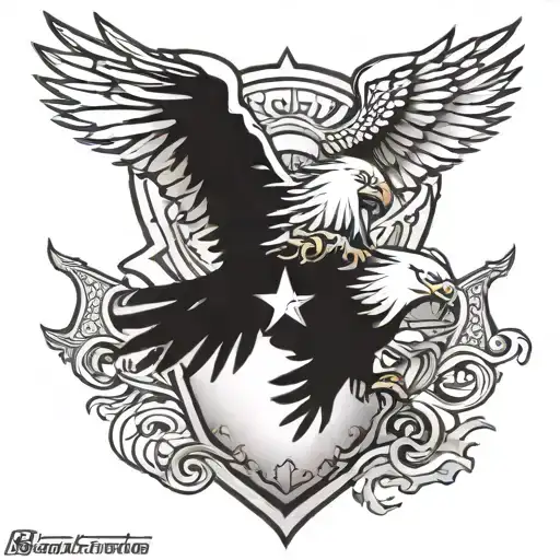 2 Eagles With A Shield An Sword In A Battle