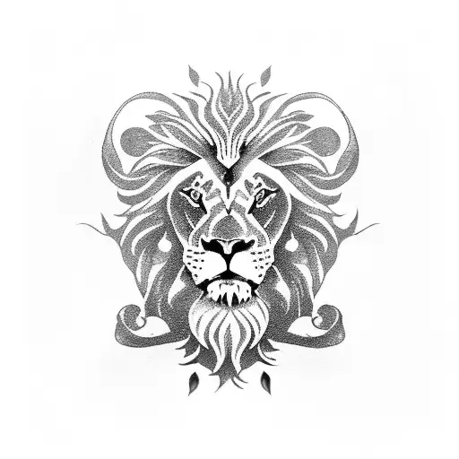 Lion With Plum Blossom And Angel Wings