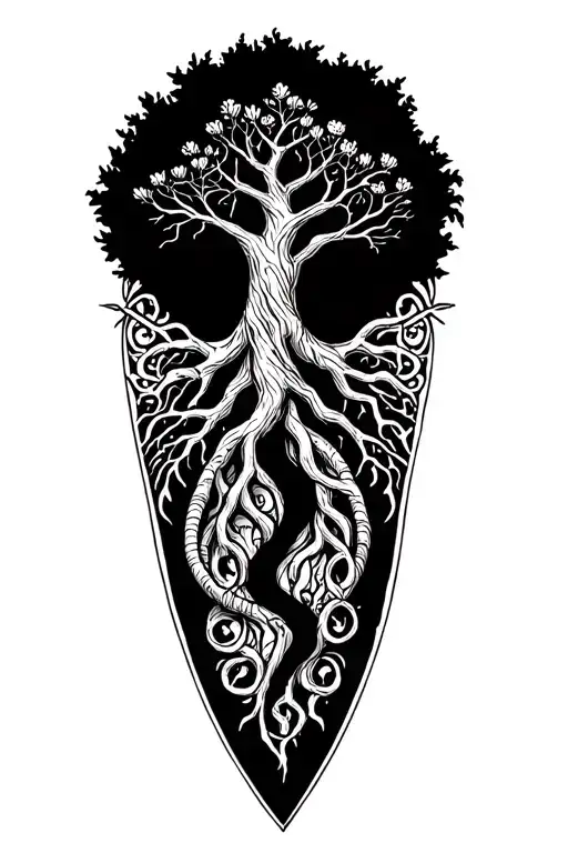 Anglo Saxon Tree Of Life With Roots