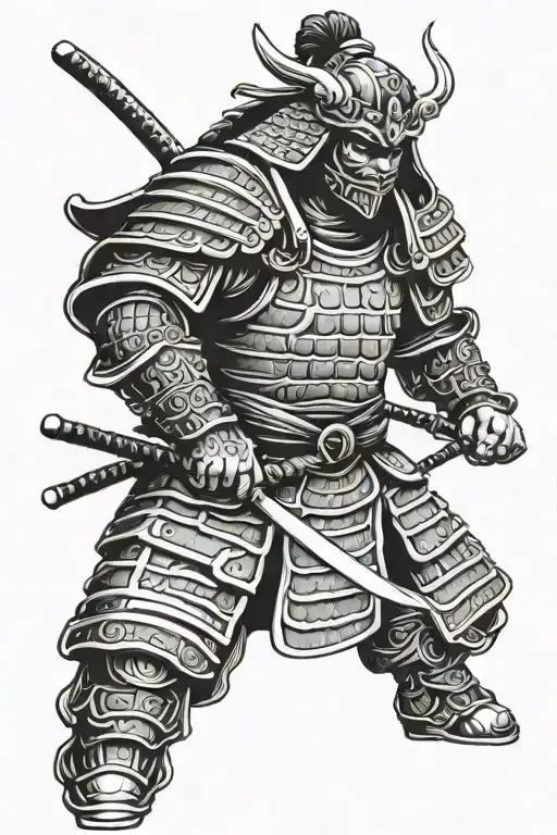 Samurai Warrior Standing With Mask