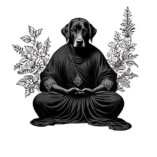 Dog Dress As A Medieval Monk Meditating