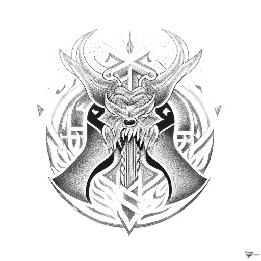 Yggrdasil Surrounded By Fire And Bands Of Runes