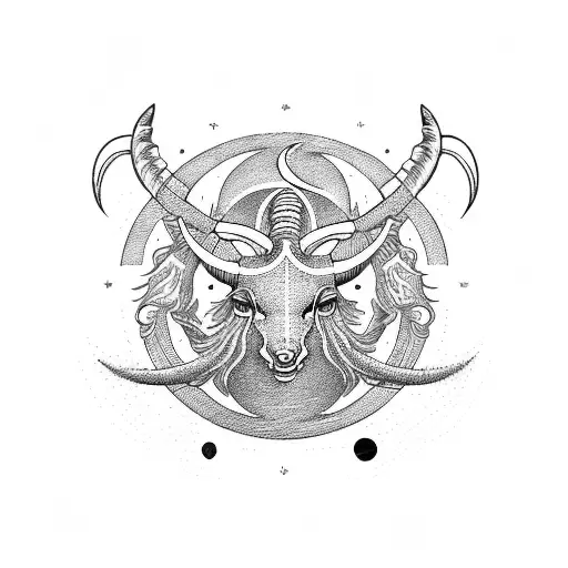 Capricorn Symbol With A Moon