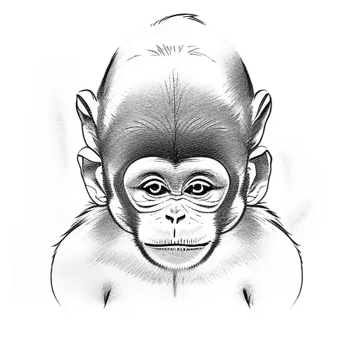 A Monkey Looking In The Reflection Of A Baby Monkey