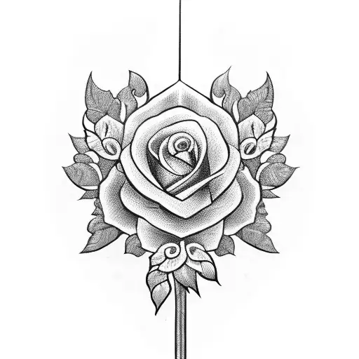 Sword With Flowers Around The Sword