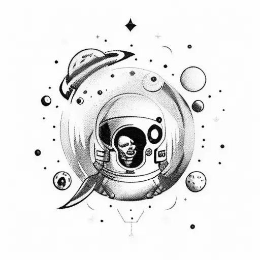 A Black And Grey Realistic Style Cosmonaut Exploring Outer Space