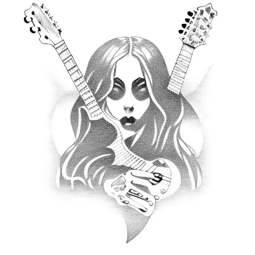 Gothic Women Playing Guitar