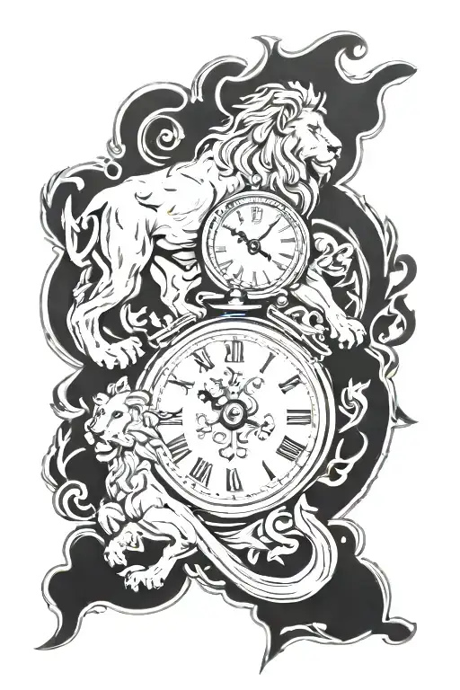 Clock And Lion And Zeus And Greek Mythology