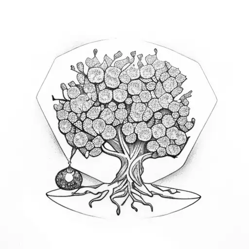 Tree Standing Upside Down With Gemstones On As Its Flowers