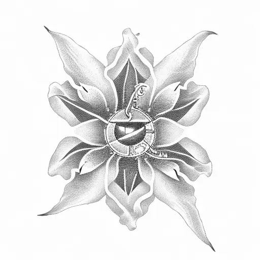 A Blackwork Tattoo Of A Morse Code Message Hidden Within The Stem Of A Lily