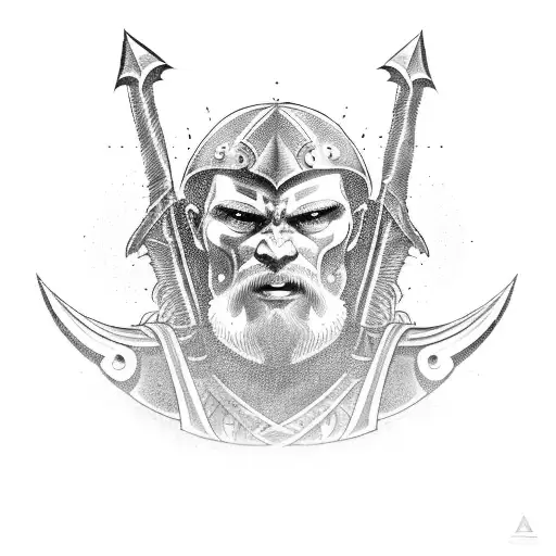 Muscular Warrior Wielding A Sword