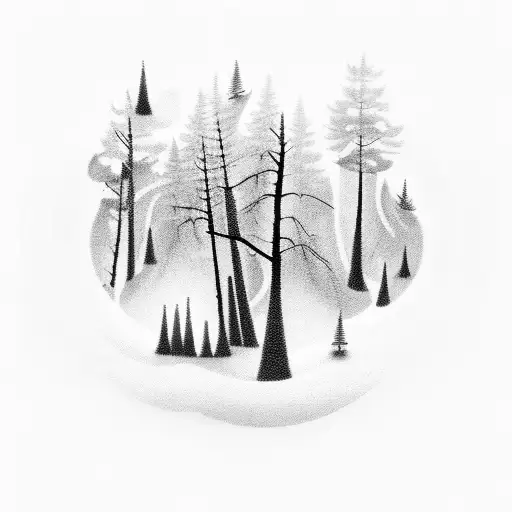 A Forest Landscape With Musical Notes Floating In The Air