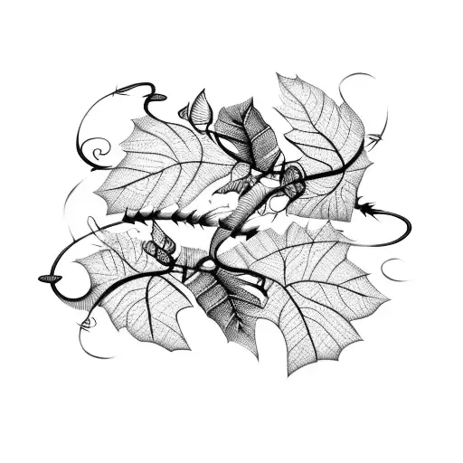 A Mixture Of Barbed Wire And Vine Leaf